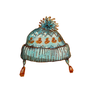 Teal knitted bobble hat with earflaps