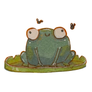 Little green frog sitting on a lily pad