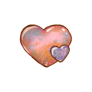 Big pink heart with a small lavender heart tucked against it