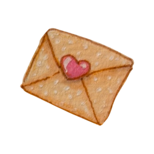 Cream envelope sealed with a pink heart