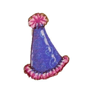 Blue party hat with a pink pom-pom