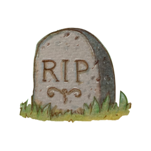 Small gravestone reading RIP in a patch of grass