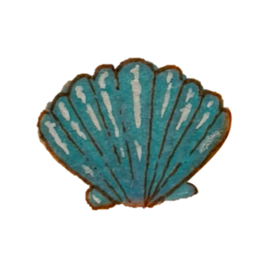 Teal scallop shell