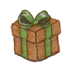 Little gift box finished with a green ribbon bow